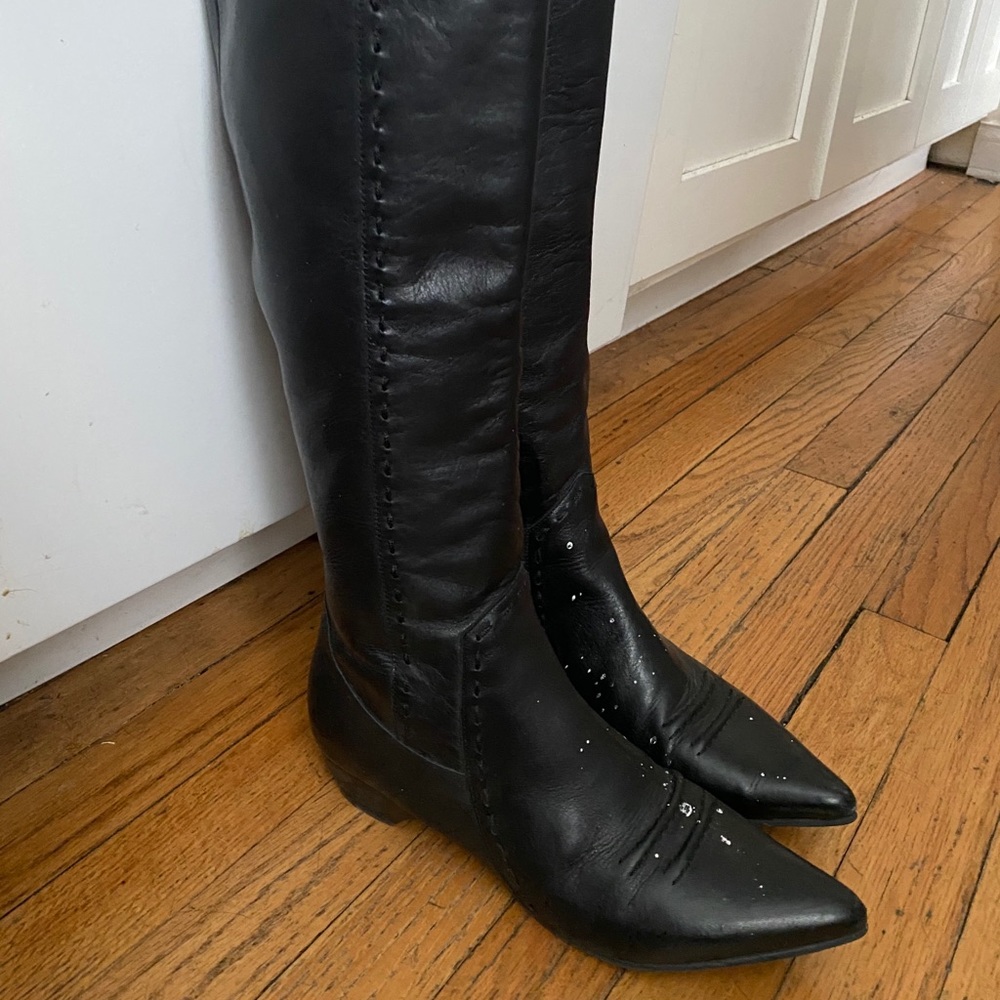FLUEVOG Black Leather Boots Size 8